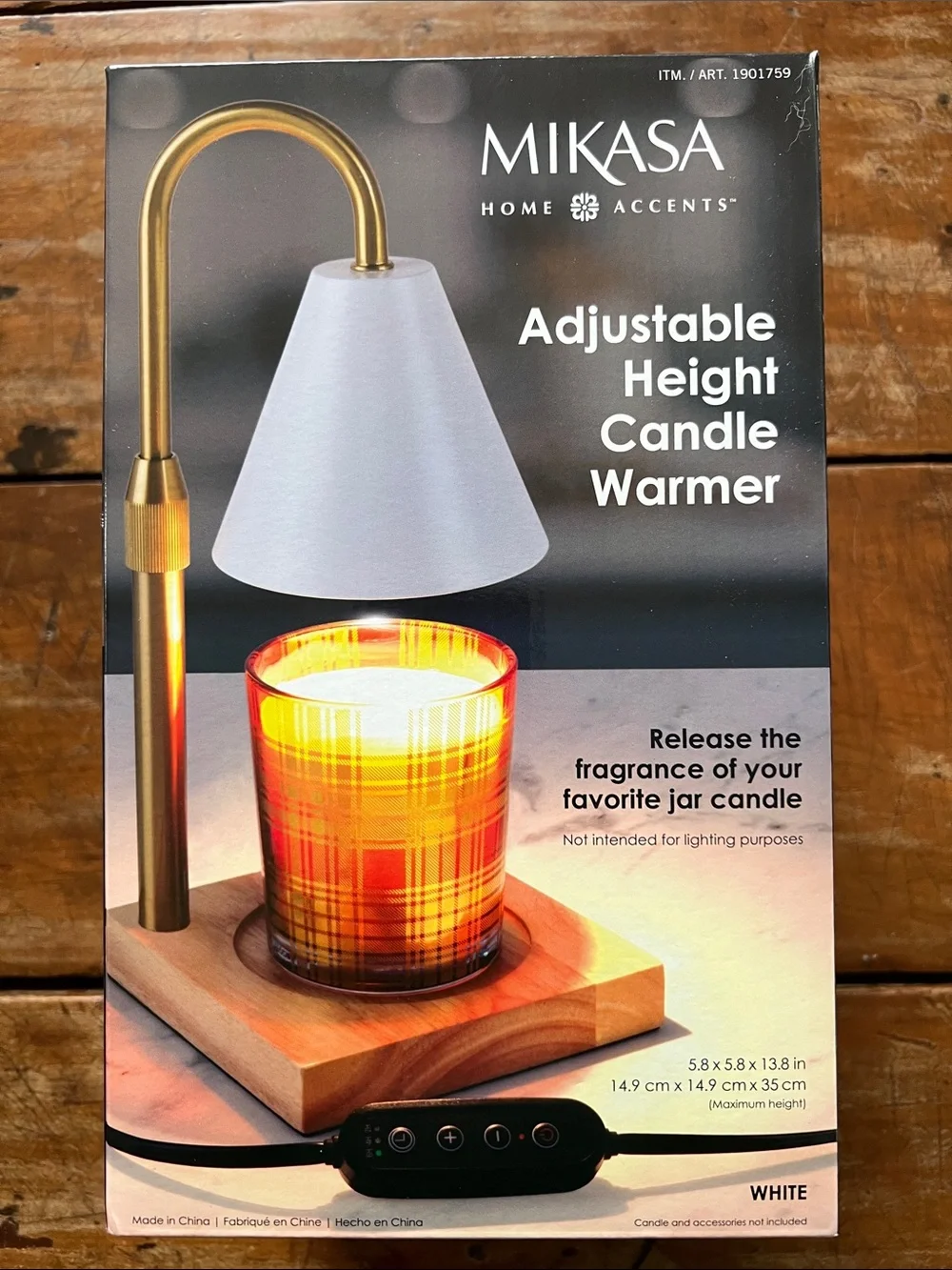 Mikasa White and Gold Adjustable Height Candle Warmer Lamp.